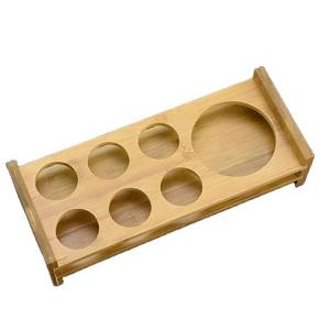 China 7 Holes Paddle Shot Bamboo Wine Glass Holder Beer Cup Serving Tray With Handle supplier
