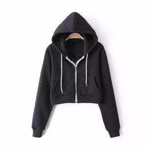 Stylish Ladies Zip Up Hoodies , Oversized Cropped Sweatshirt OEM Service