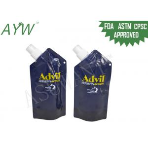 China Safe Non - Toxic Cool Liquid Spout Bags FDA Navy Blue With Side Hanging Hook supplier