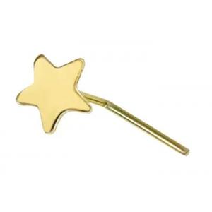 3mm Plain Star 18K Gold Nose Piercing L Shape 0.6mm Thickness