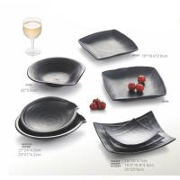 China Porcelain Dinnerware Sets / Melamine Black Matte Dinner Set Plate Unique Shape on sale