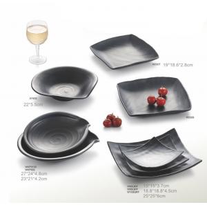 China Porcelain Dinnerware Sets / Melamine Black Matte Dinner Set Plate Unique Shape supplier