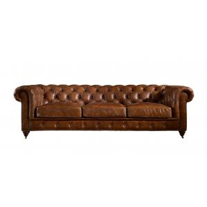 China 100 Percent Genuine Three Seater Leather Sofa Solid Wood Frame For Living Room supplier