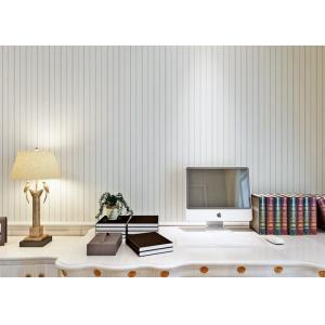 White And Blue Living Room Striped Wallpaper Strippable , Mediterranean Style