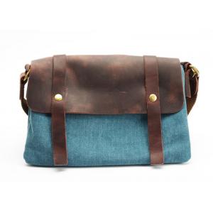 China Vintage Canvas Weekend Bag England Style Canvas Leather Messenger Bag supplier