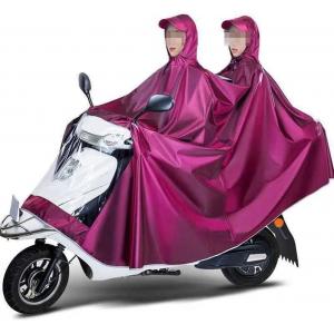 Unisex Adult Rain Poncho Outdoors Bike Ebike Motorcycle Scooter Cycling Jacket Raincoat Hooded Cape, Purple, 6XL