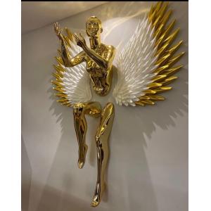 Large Art Weather-Tough Metal Wall Art Sculpture Decoration Stainless Steel Angel