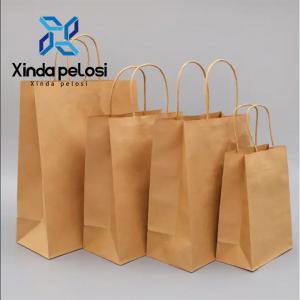 China Brown Kraft Paper Bag With Handle Food Packing Bag Biodegradable Machines Making supplier