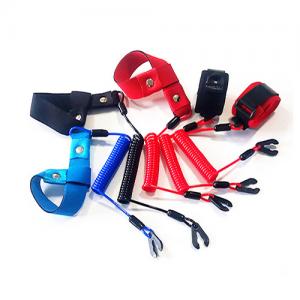 Red / Blue / Black Floating Kill Switch Cord Coiled Lanyard With Wrist Strap