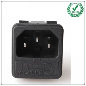 C14 Ac Power Socket Black Socket With 10A Fuse 250V Inlet Male Connector Standard Grounding Easy Life