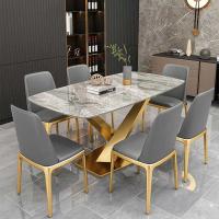 China Slate Rectangular OEM Luxury Dinner Table And 6 Chairs For Home Furniture on sale