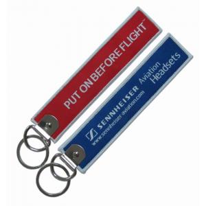 Flag Logo Custom Woven Keychain 130*30mm PMS Color Simple Design