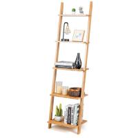 China Five Layer Ladder Bamboo Bookshelf Multifunctional Storage Display Rack on sale