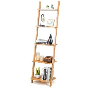 China Five Layer Ladder Bamboo Bookshelf Multifunctional Storage Display Rack supplier