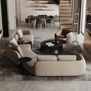 China Shaped Curved Minimalist Hotel Lobby Furniture Linen Sectional Sofa supplier