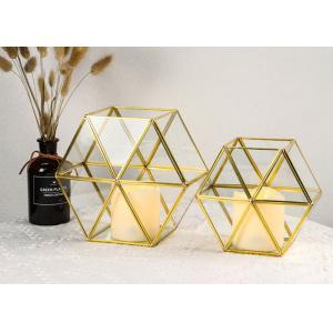 Glass garden hexagonal artifact copper candlestick ornaments transparent eternal life flower gift box flower ware