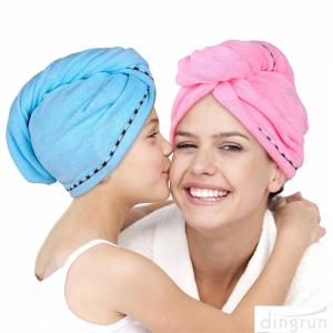 Super Absorbent Microfiber Hair Towel Wrap Hair Turban Head Wrap with Button