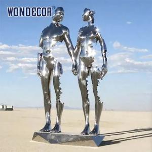 China Realistic Size Casting Stainless Steel Sculpture Two People Holding Hands supplier