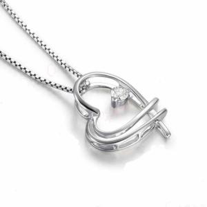 China Women White Gold with Diamonds Love Heart Pendant Necklace (GDN015) supplier