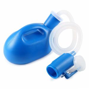 Portable male urinal with lid, Men's urinal,urine bottle,disposable medical urinal 2000ml,Blue, with tube