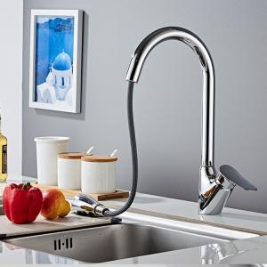 Brushed Stainless Steel Pull Out Kitchen Tap High Arc Kitchen Faucet