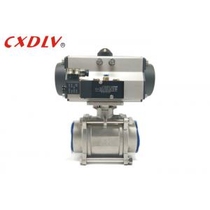 China 3 Pieces Screw Thread Pneumatic Actuated Ball Valve Double Acting With Solenoid Valve supplier