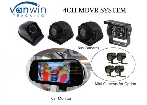 Compact 4 Channel 3G Mobile DVR With Built-In GPS Mirror Recording In SD Card