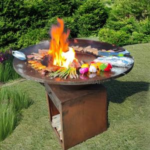 Rustic Elegance Wood Corten Steel Outdoor Grill for Your Outdoor Space