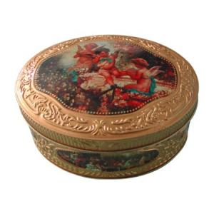 0.22mm Cookie Tin Cans CMYK Round Cookie Tins With Lids