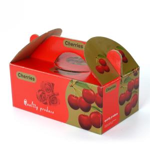 China Full Color Corrugated Carton Box / Cherry Fruit Packaging Boxes With Handle supplier
