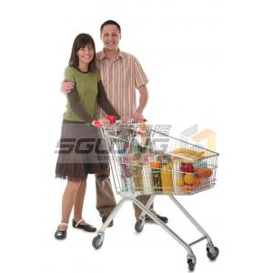 China Metal Supermarket Shopping Trolley , Grocery Shopping Trolleys Zinc Plated Surface supplier