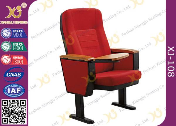 Solid Wood Armrest Steel Leg Church Auditorium Seating Chairs , ISO9001