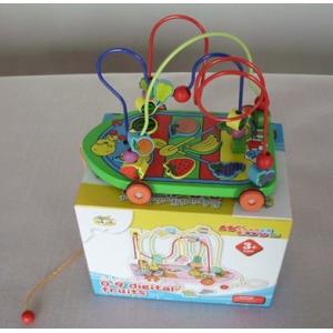 China Wholesale Cheap Baby Colorful Fruit PUZ Circle Wire Wooden Bead Toy with Lovable Animal supplier