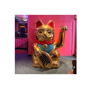 Outdoor Large Fiberglass Animal Sculpture Gold Lucky Cat Statue