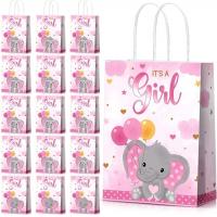 China Custom Colorful Cartoon Animal Child Toy Pink Girl Kraft Paper Bag for Baby Shower on sale