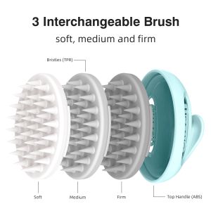 China Blue Easy Clean Scalp Massager With 3 Interchangeable Scrubbers wholesale