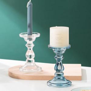 China Pillar Taper Crystal Glass Candlestick Holders Decorative Lead Free supplier