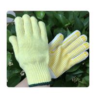 7 Gauge Yellow Car Driving Cotton Knitted Hand Gloves With Dots On Palm