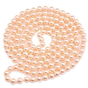 Luxury Pink Round 8mm Shell Pearl Sweater Necklace 55 Inches (N08217)