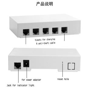 China alarme da segurança 5-port para o telefone celular da exposição, o PC da tabuleta, o ipad, a câmera, o relógio & o portátil supplier