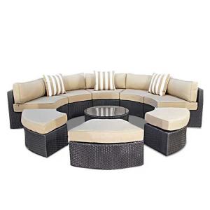 Round Lounge Outdoor Beach Furniture Sofa PE Rattan Washable