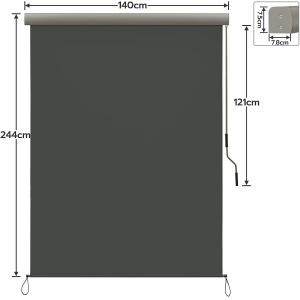 High Quality Window Balcony Manual Awning ,Vertical Awnings ,140*250cm,280g polyester ,for Balcony outdoor,Grey