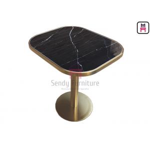China Oval Shape Restaurant Dining Table Marble Pattern Ceramic With Golden Seam supplier