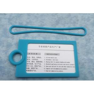 Eco Friendly Blue Business Card Silicone Holder Travel Suitcase Hang Tag With Logo Printing