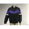 Men ' S Black Polyester bomber Jacket With Purple Insertion And Milk Sherpa