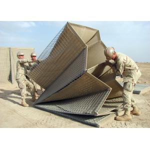 Welded Hesco Barrier / Hesco Bastion Gabion Mesh Box With Brown Geotextile For Military
