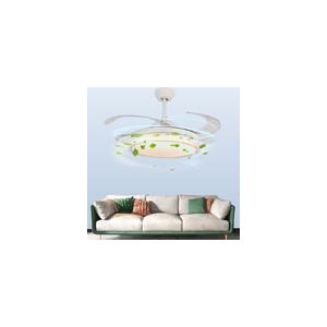 Arcylic White Retractable  LED Ceiling Fan Remote Control 42 inch