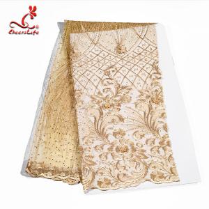China Colorful Beaded Embroidered Lace Fabric For Indian Sarees OEM ODM supplier