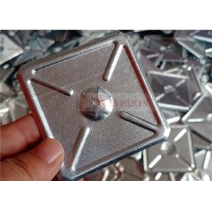Galvanized Steel Square Self Locking Washers 2.5" Installed Onto Insulation Pins