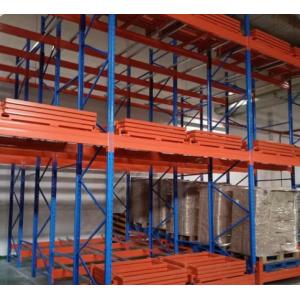 China 50mm 75mm Pitch Push Back Pallet Racking Heavy Duty For Warehouse Storage wholesale
